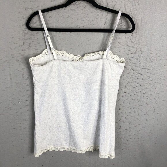 Y2K American Eagle Outfitter Cami Top Womens XL Gray Heather Babydoll Lace Trim - Picture 3 of 16